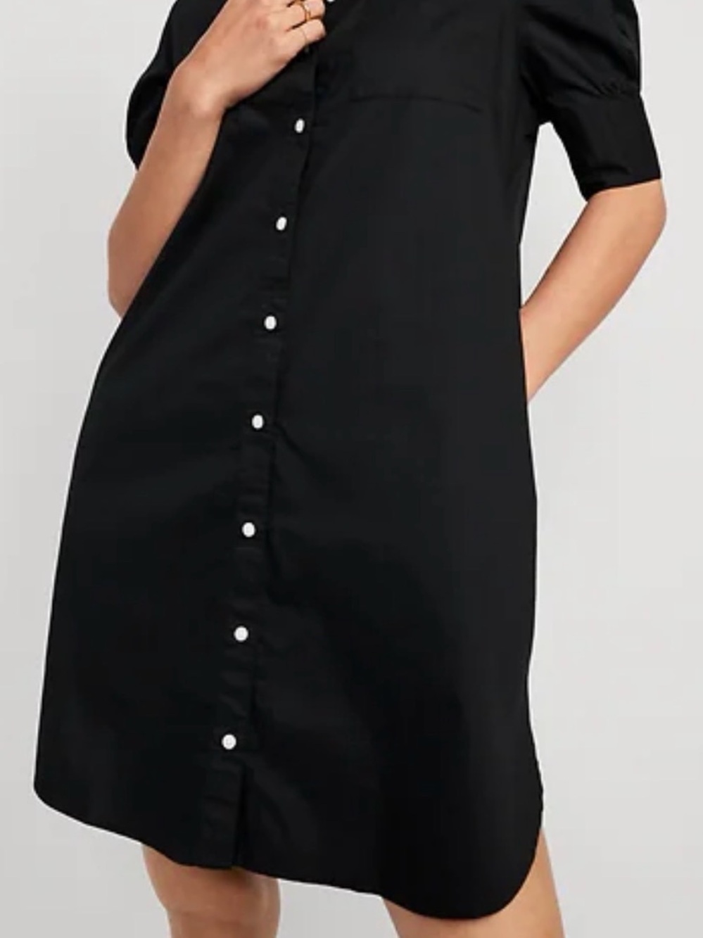 Old Navy Women’s Button Down Shirt Dress Black Short Sleeve
